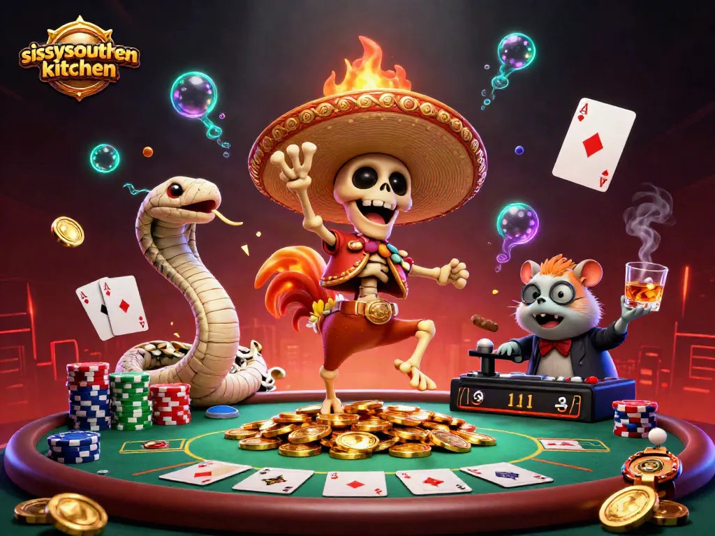 Win big with sissyssouthernkitchen's vibrant casino-themed illustration showcasing exciting gambling elements.