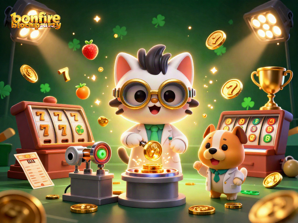 Experience the thrill of the bonfireblockparty with a lively 3D casino scene featuring vibrant characters and dynamic gaming elements.